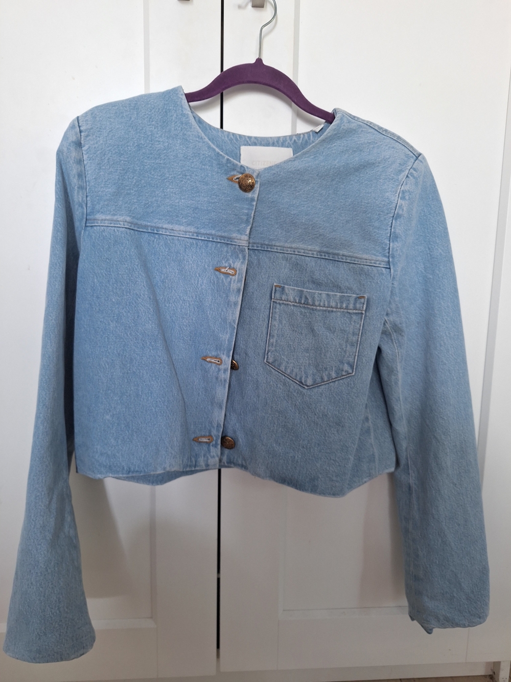 Citizens Of Humanity Light Blue Denim Cropped Jacket Size L